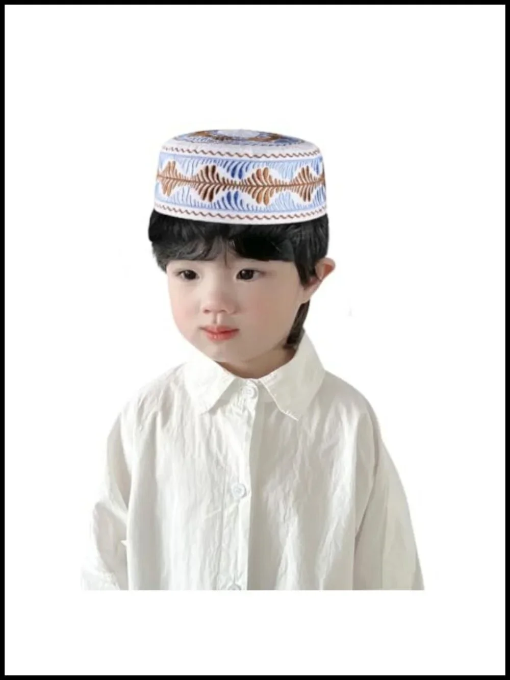 Embroidered Kufi Muslim Prayer Hat Skull Beanie Topi Taqiyah Hat Boys 3-8Y